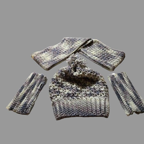 Stylish hat, infinity scarf and fingerless gloves set - Stitched Creations