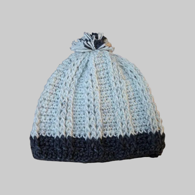 Child youth winter hats gray and black - Stitched Creations