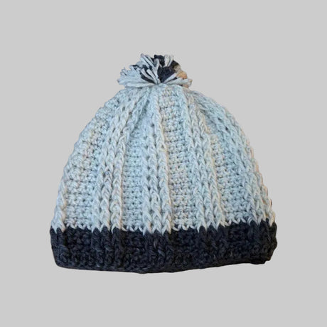 Child youth winter hats gray and black - Stitched Creations