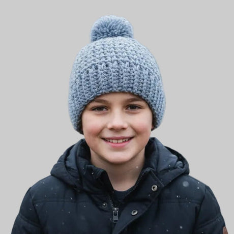 Child youth winter hat gray in color - Stitched Creations