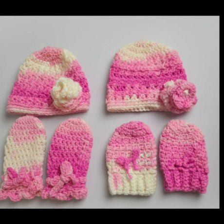 Newborn hat and mitten set - Stitched Creations