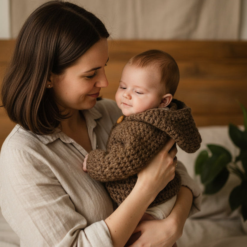 Newborn hooded cardigan - Stitched Creations