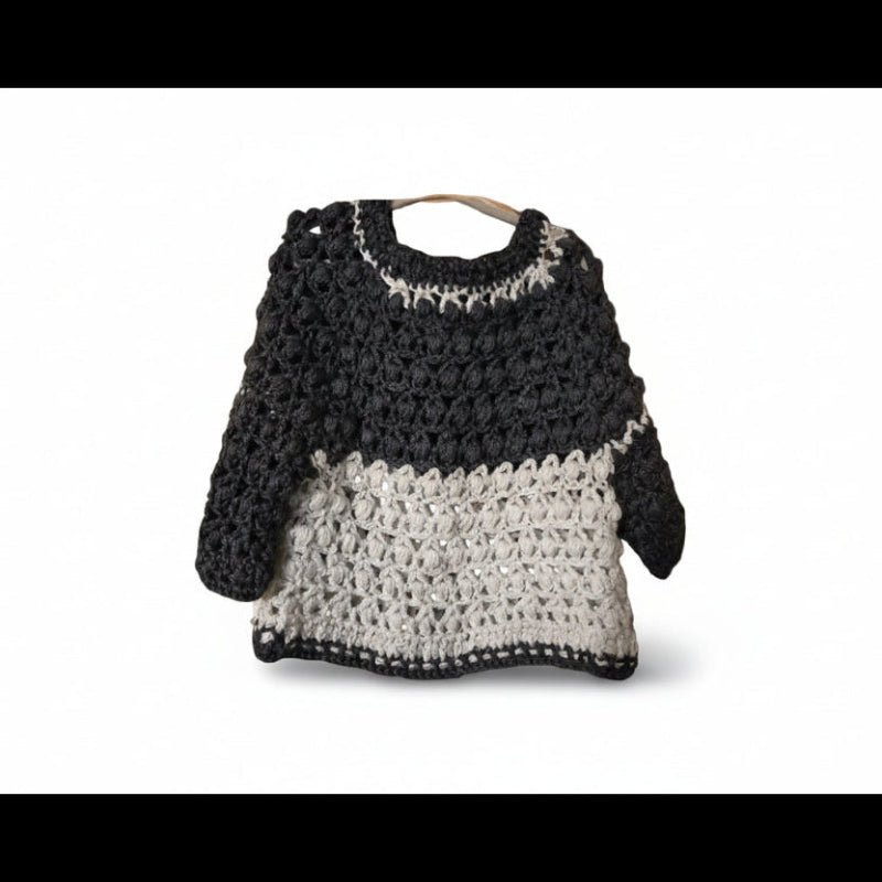 Toddler pull over sweater black and white - Stitched Creations