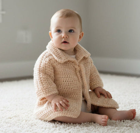 Newborn sweater and beanie hat peach in color - Stitched Creations