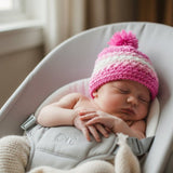 New born hat with pom pom - Stitched Creations