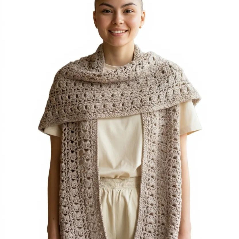 Handmade shawl or wrap voilet in color. 