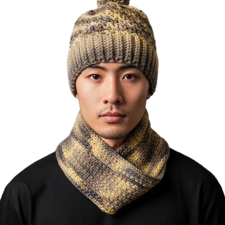 Stylish hat, infinity scarf and fingerless gloves set - Stitched Creations