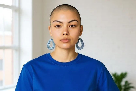 Handmade tear drop earrings blue in color unique design.