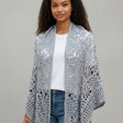 Handmade Crochet Shawl Wrap - Elegant Cream & Gray Lightweight Shawl - Stitched Creations