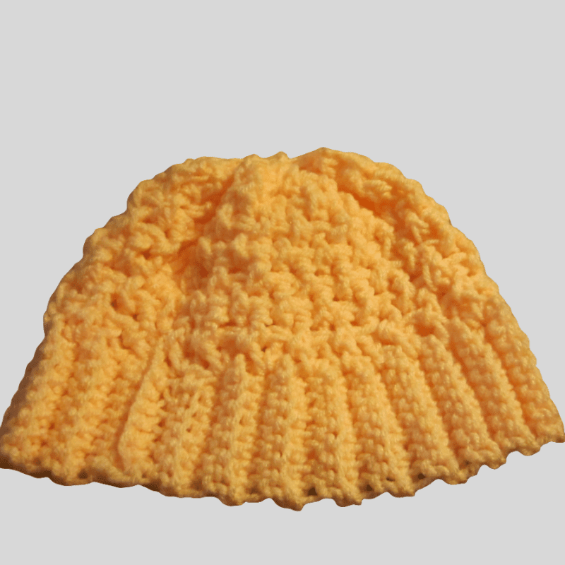 Handmade Yellow Winter Beanie Hat - Stitched Creations