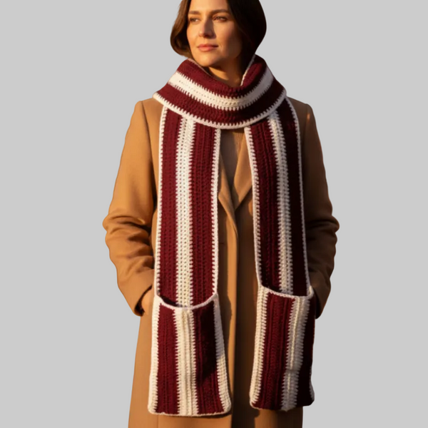 Handmade large winter scarf with pockets - Stitched Creations