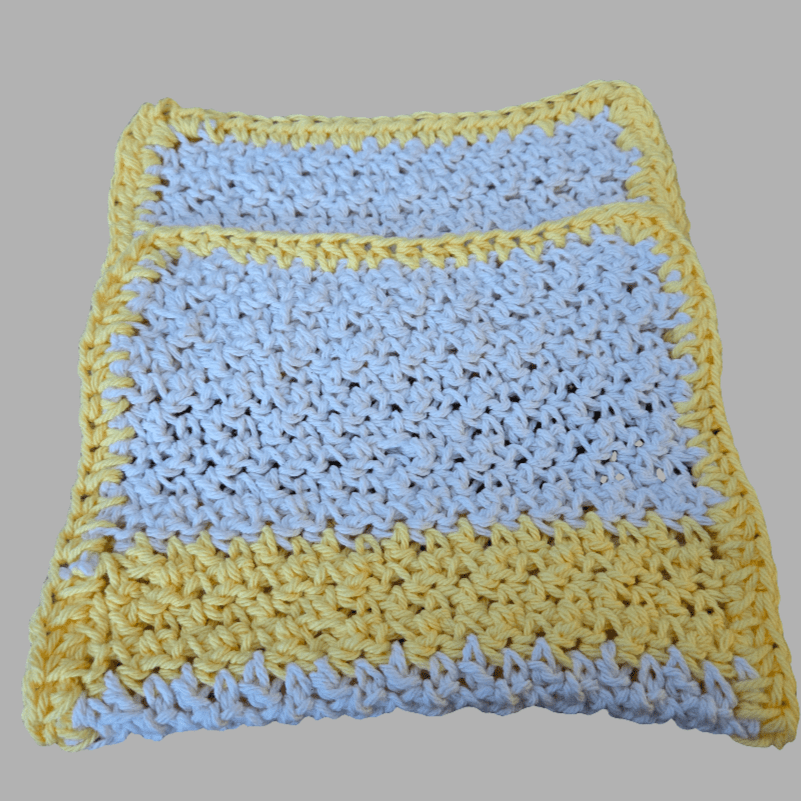 Handmade dish clothes set yellow eco - friendly - Stitched Creations