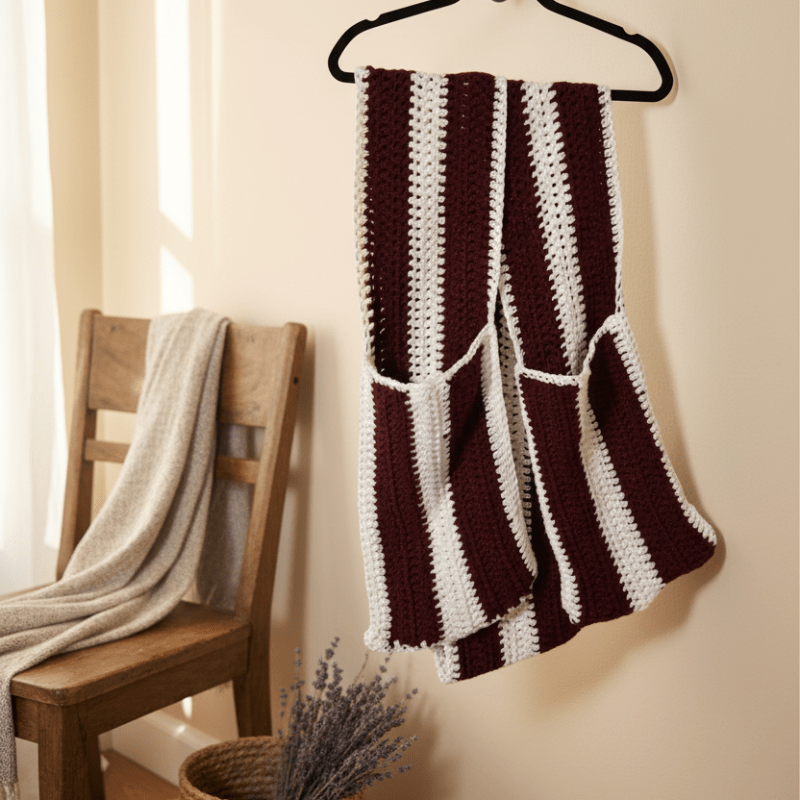 Handmade large winter scarf with pockets - Stitched Creations