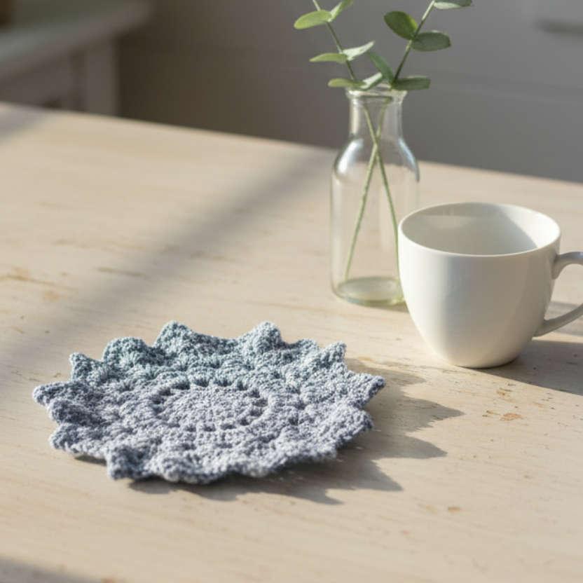 Blue and white vintage doily by Stitched Creations