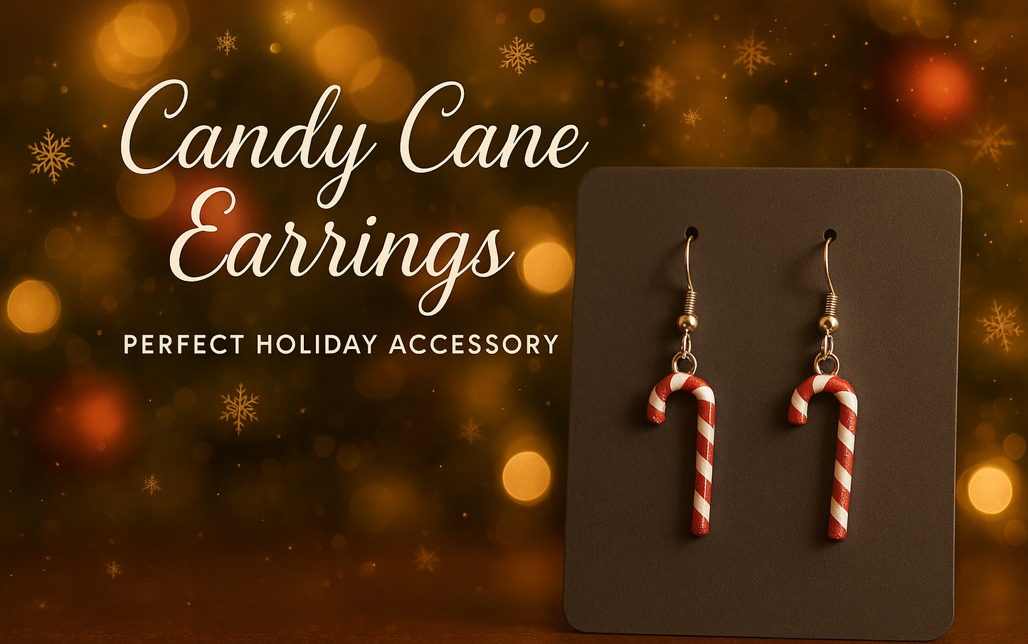 Candy Cane Pierced Earrings Holiday Promotional Image