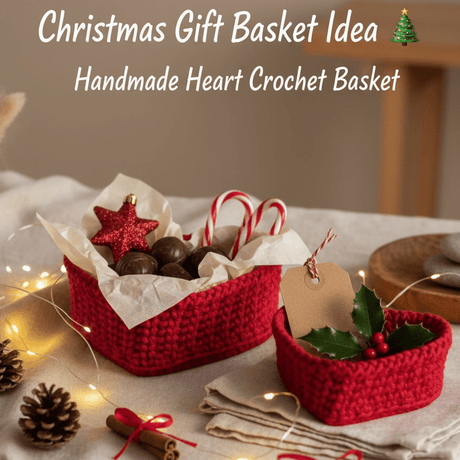 Handmade Heart Shaped Baskets with Wooden Base - Stitched Creations