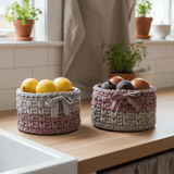 Crocheted T-Shirt Yarn Baskets 5 x 5 Set of two - Stitched Creations