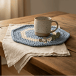 Handmade Crochet Place Mat Set – Octagon | Blue & Cream - Stitched Creations