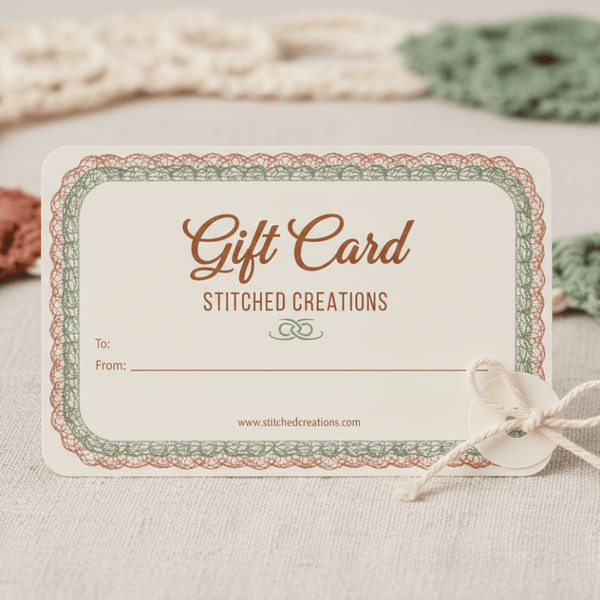 Stitched Creations Gift Card - Handmade Home Decor & Artisan Gifts" - Stitched Creations