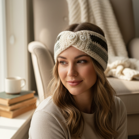 Handmade Crochet Winter Ear Warmer Headband - Stitched Creations
