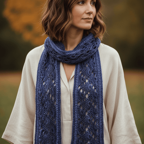 Handmade Lace Crochet Scarf | Unique Designer Boho Accessory - Stitched Creations