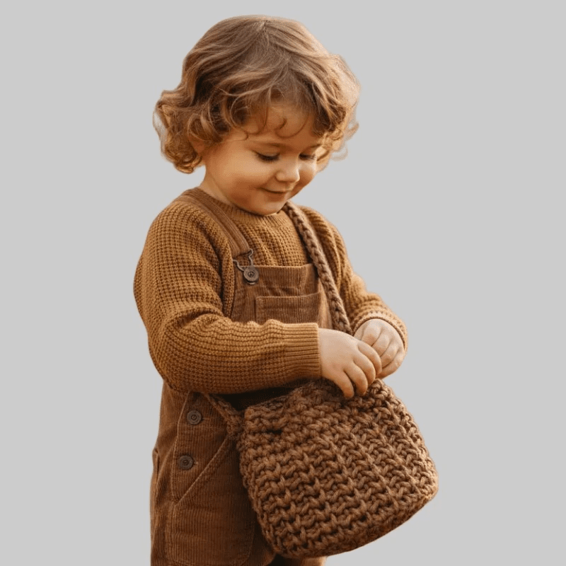 Childs macrame bucket purse - Stitched Creations