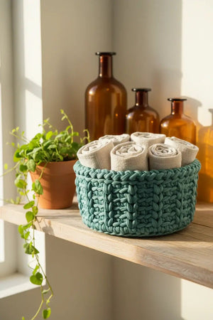 Handmade Crocheted Storage Baskets - Stitched Creations