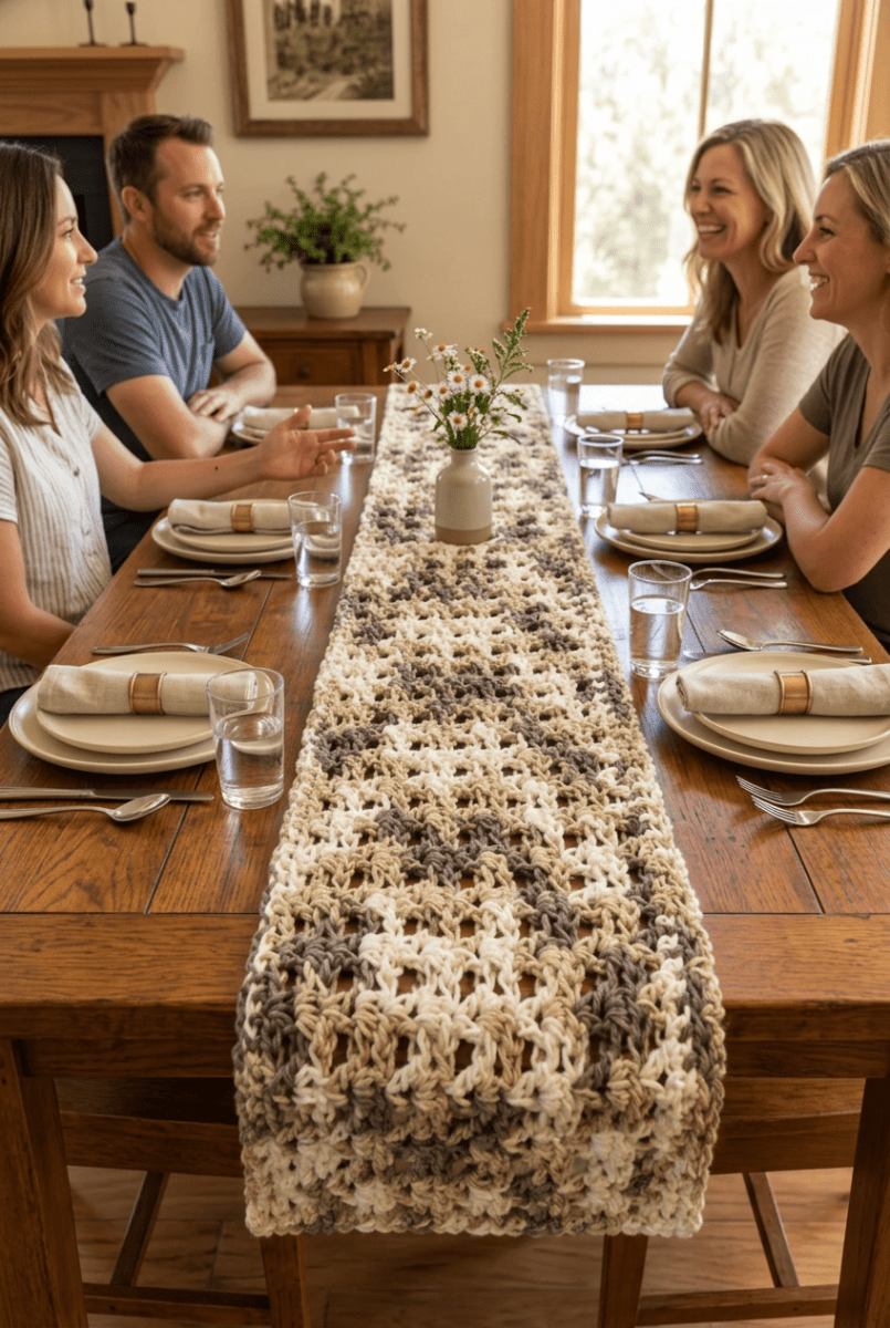 Lacy Table Runner 100% Cotton 61 x 8 - Stitched Creations